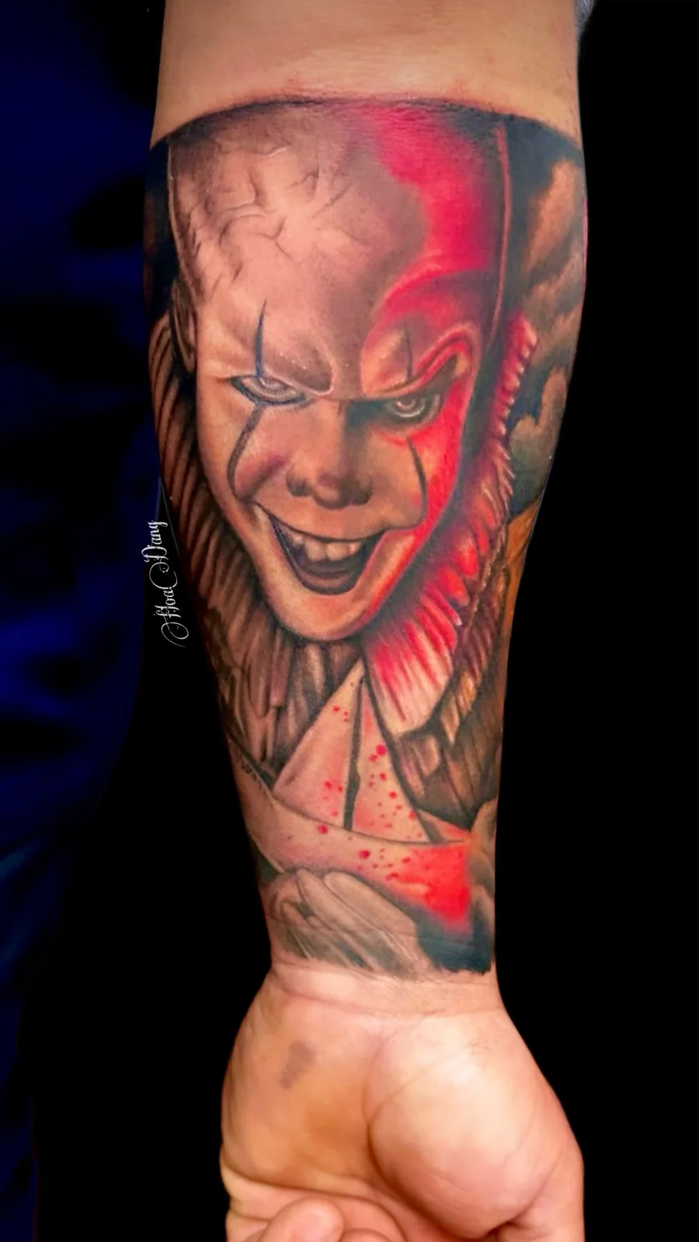 Color realism Pennywise portrait tattoo by HoaDang